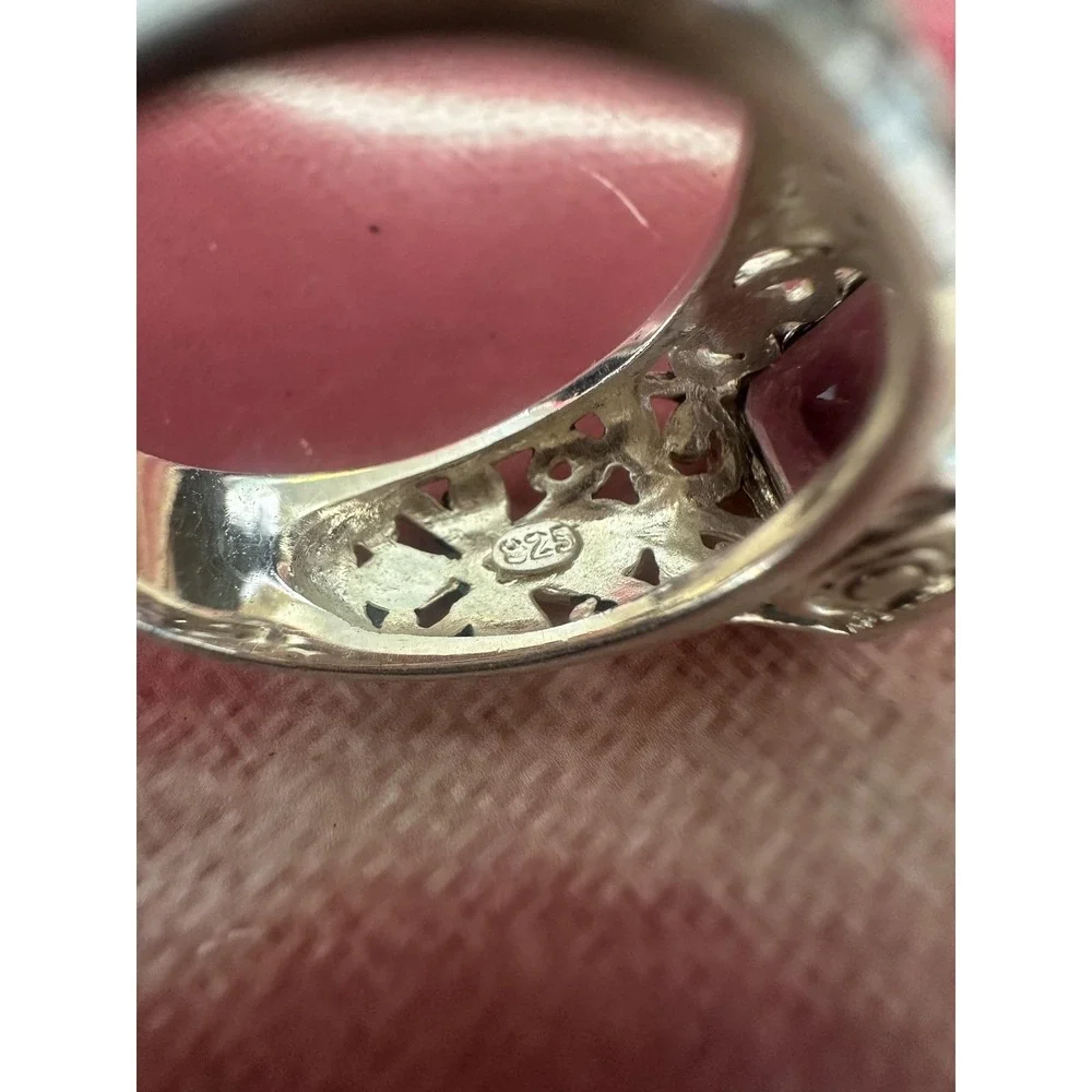 VTG 925 Sterling Silver Amethyst Ring Womens‎ Cushion Bezel Filigree Bali Style